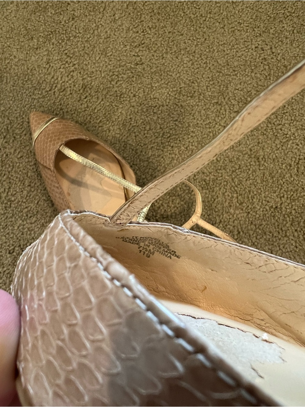 Mark & Graham Blush Pink Snakeskin Slingback Heels Pointed Toe Size 7.5 - Picture 4 of 4